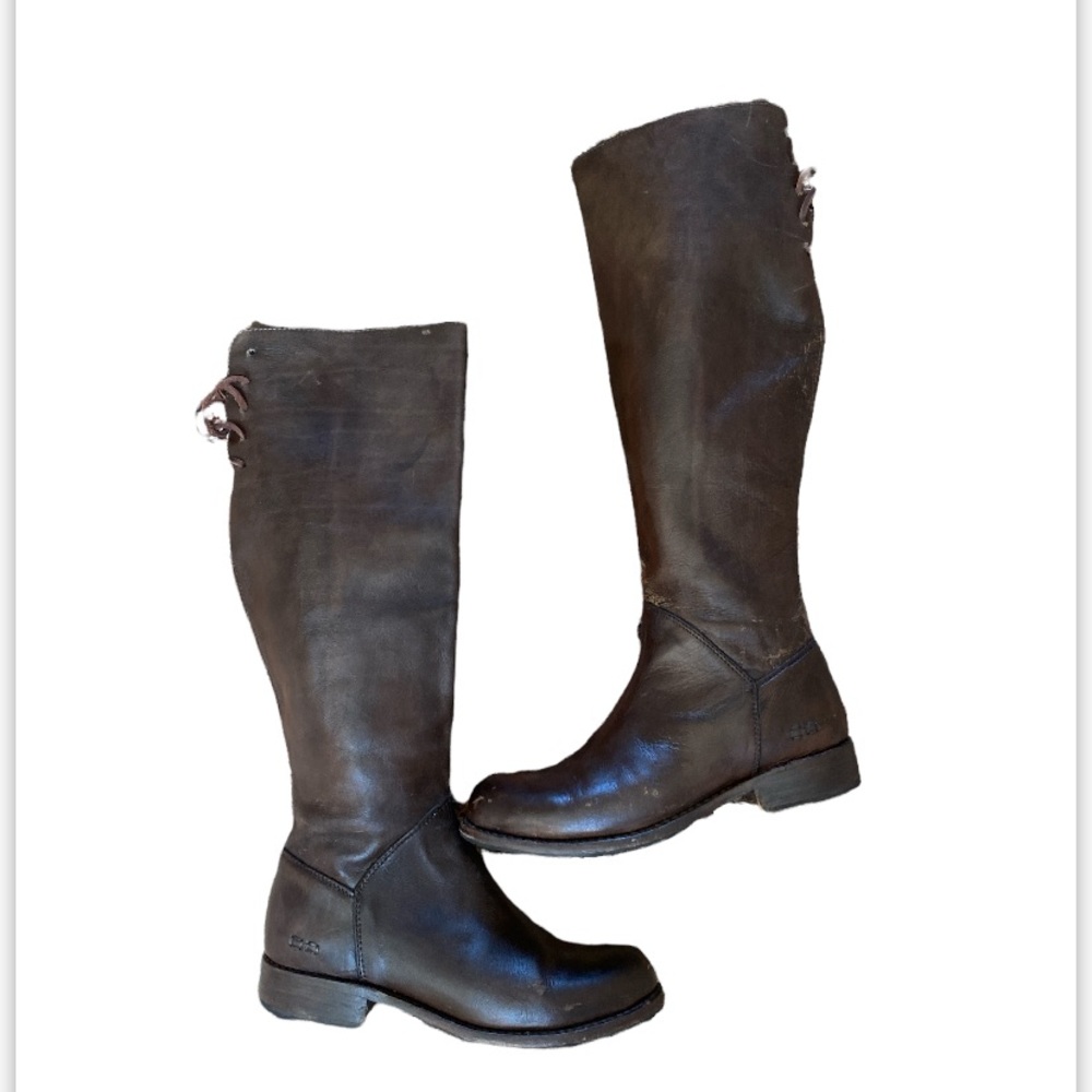 Brown Leather Knee-High Riding Boots - Women's